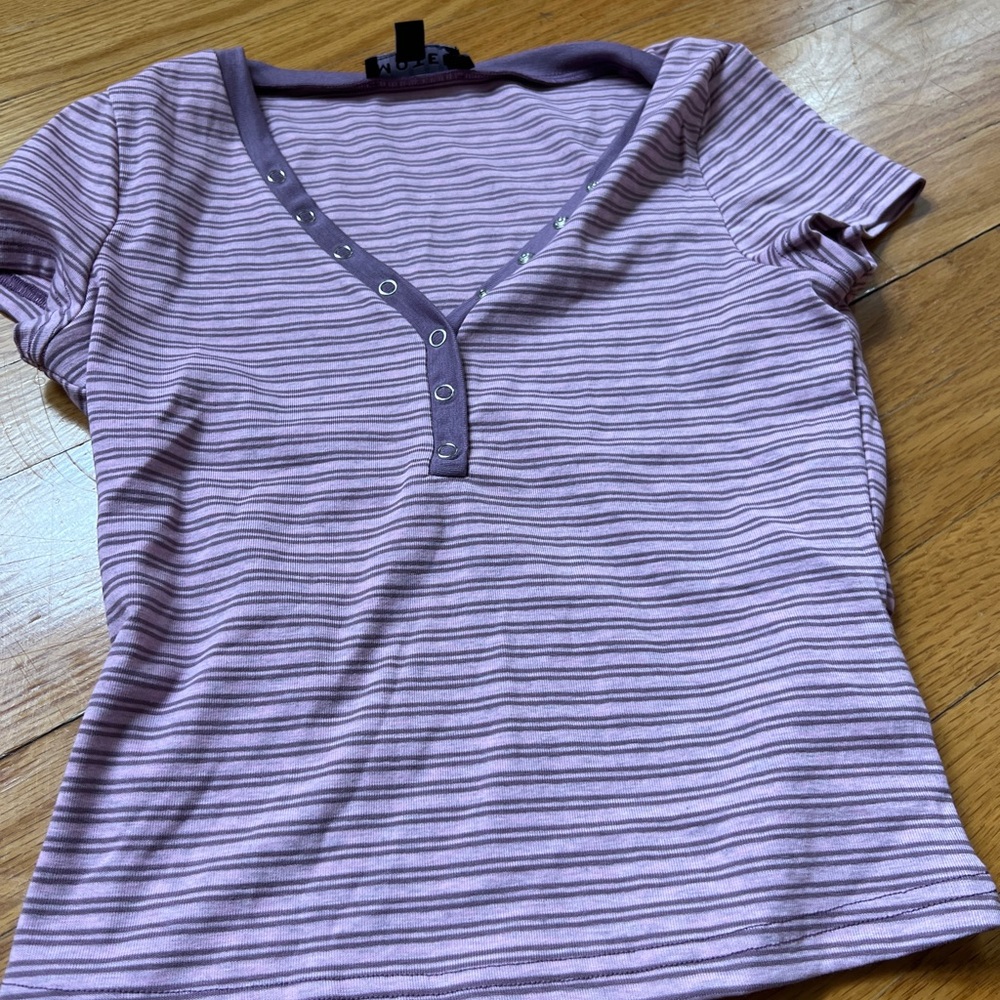 Yolla Top In Multi Pink Stripe Motel